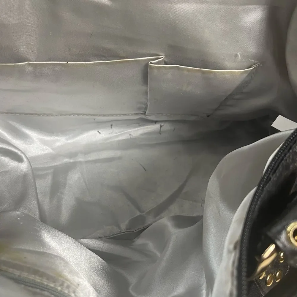 CMZ Stylish Synthetic Black Medium Satchel with Gold Studs Accents.